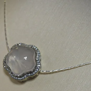 Rose Quartz · Love Energy Star Pendant/Necklace/Bracelet — natural 20.2mm five-pointed star carved from rose quartz with micro-pave diamond border by Meruisa Crystal
