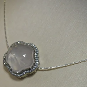 Rose Quartz · Love Energy Star Pendant/Necklace/Bracelet — natural 20.2mm five-pointed star carved from rose quartz with micro-pave diamond border by Meruisa Crystal