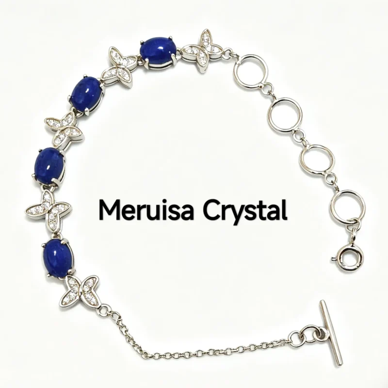 Lapis Lazuli Wisdom & Intuition Butterfly Bracelet in sterling silver with pavé butterfly by Meruisa Crystal