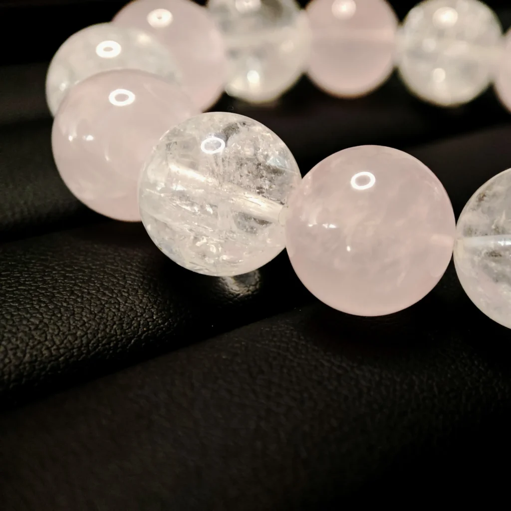 Love Symphony · Love & Clarity Bracelet & Necklace Set White-Azeztulite-Rose-Quartz-Bracelet-Necklace-Set-Heart-Clasp-Meruisa-Crystal