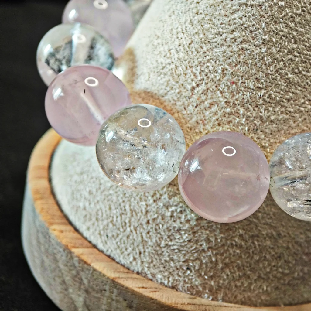 Love Symphony · Love & Clarity Bracelet & Necklace Set White-Azeztulite-Rose-Quartz-Bracelet-Necklace-Set-Heart-Clasp-Meruisa-Crystal