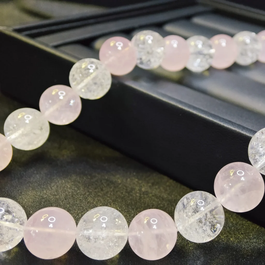 Love Symphony · Love & Clarity Bracelet & Necklace Set White-Azeztulite-Rose-Quartz-Bracelet-Necklace-Set-Heart-Clasp-Meruisa-Crystal
