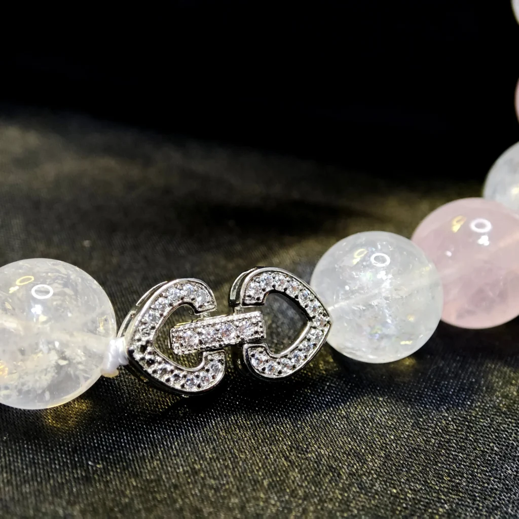 Love Symphony · Love & Clarity Bracelet & Necklace Set White-Azeztulite-Rose-Quartz-Bracelet-Necklace-Set-Heart-Clasp-Meruisa-Crystal