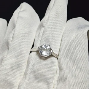 Clear Quartz Clarity & Brilliance Ring — oversized natural brilliant-cut White Quartz set in sterling silver by Meruisa Crystal