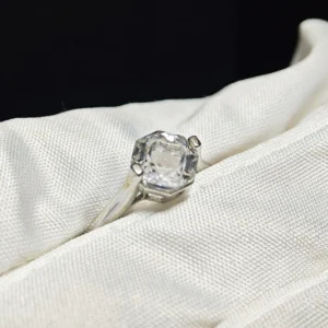 Clear Quartz Clarity & Brilliance Ring — oversized natural brilliant-cut White Quartz set in sterling silver by Meruisa Crystal